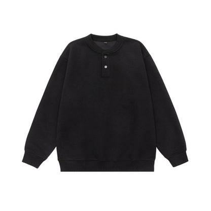 Unisex Loose-fitting sweatshirt with half-button placket and ribbed cuffs EVA-US