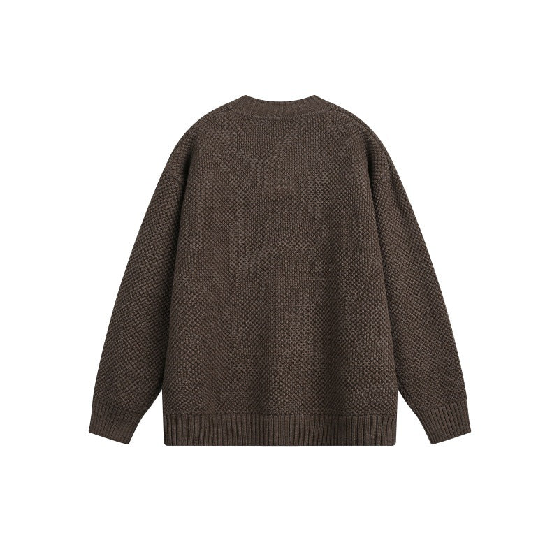 Unisex Structured Knit Sweater with Henley Button Placket EVA-US