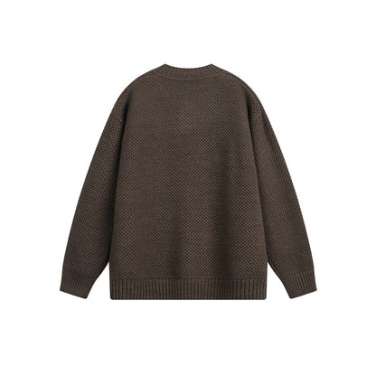 Unisex Structured Knit Sweater with Henley Button Placket EVA-US