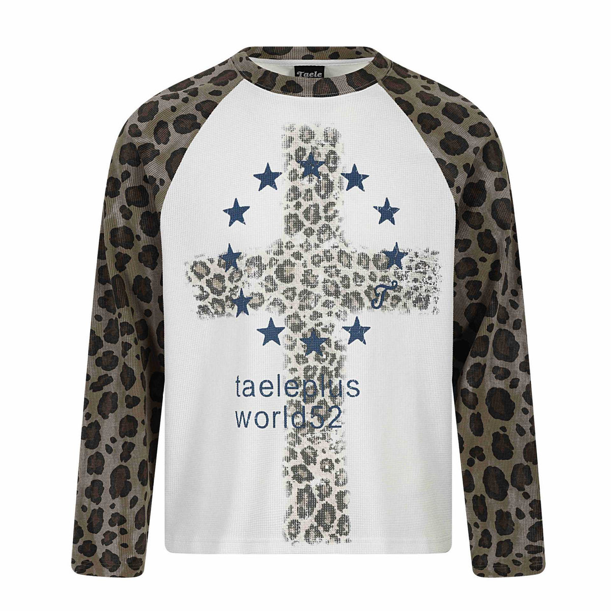 Ladies Long Sleeve Thermal Shirt with Raglan Sleeves and Leopard Inserts EVA-US