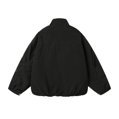 Unisex Boxy Short Jacket with High Stand-Up Collar and Balloon Sleeves EVA-US