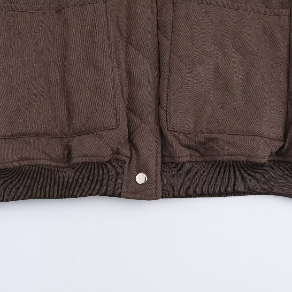 Women Oversized Quilted Blouson with Raglan Sleeves and Patch Pockets EVA-US