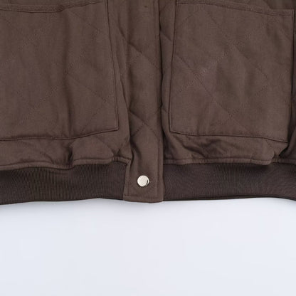 Women Oversized Quilted Blouson with Raglan Sleeves and Patch Pockets EVA-US