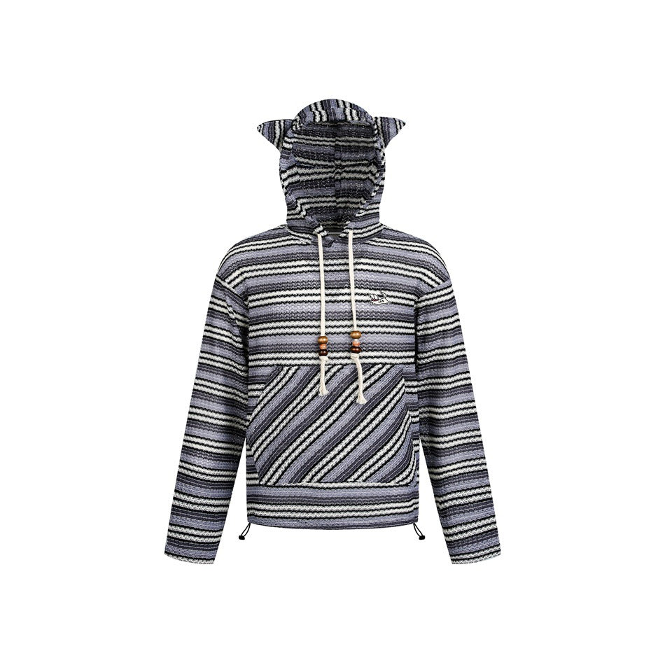 Women's knitted hoodie with cat ears and kangaroo pocket EVA-US