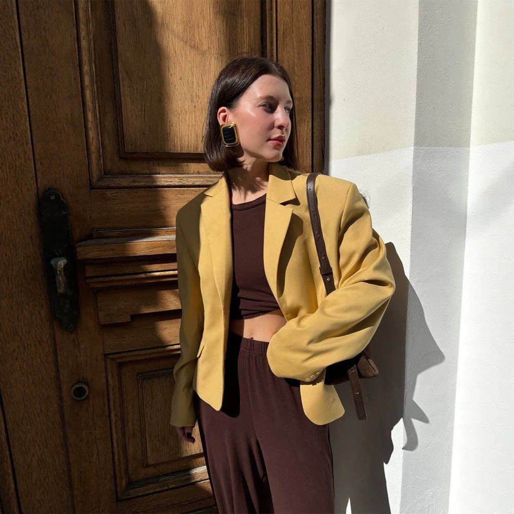Women's Tailored Blazer with Structured Shoulder and Figure-Shaping Silhouette EVA-US