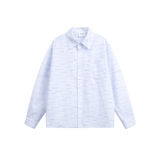 Women’s Wide Oversized Shirt with Fine Striped Texture and Chest Pocket EVA-US