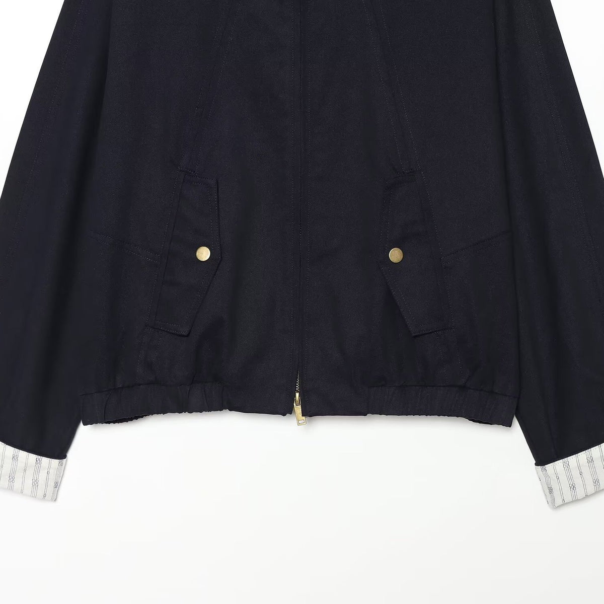 Women's Cropped Boxy Field Jacket with Stand-Up Collar, Patch Pockets and Golden Details EVA-US