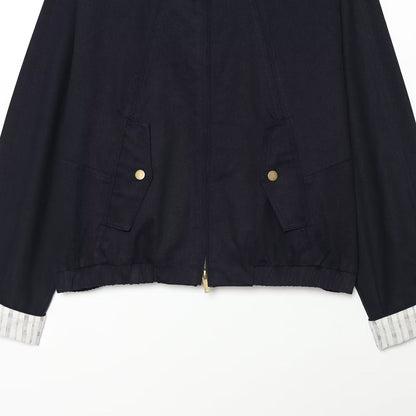 Women's Cropped Boxy Field Jacket with Stand-Up Collar, Patch Pockets and Golden Details EVA-US