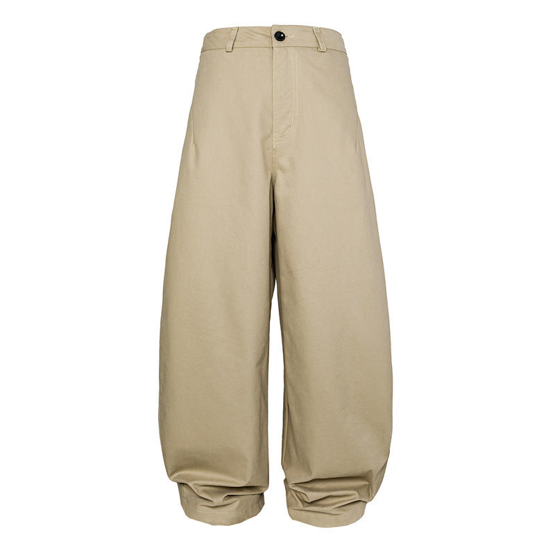 Women High Waist Wide Leg Culotte Pants made of heavy cotton blend with folded waistband EVA-US