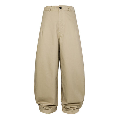 Women High Waist Wide Leg Culotte Pants made of heavy cotton blend with folded waistband EVA-US