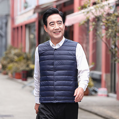 Men's ultra-light padded thermal vest with round neck and snap button closure EVA-US