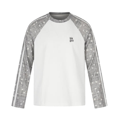 Unisex Waffle Structure Sweatshirt with Transparent Contrast Sleeves, Raglan and Side Stripes EVA-US