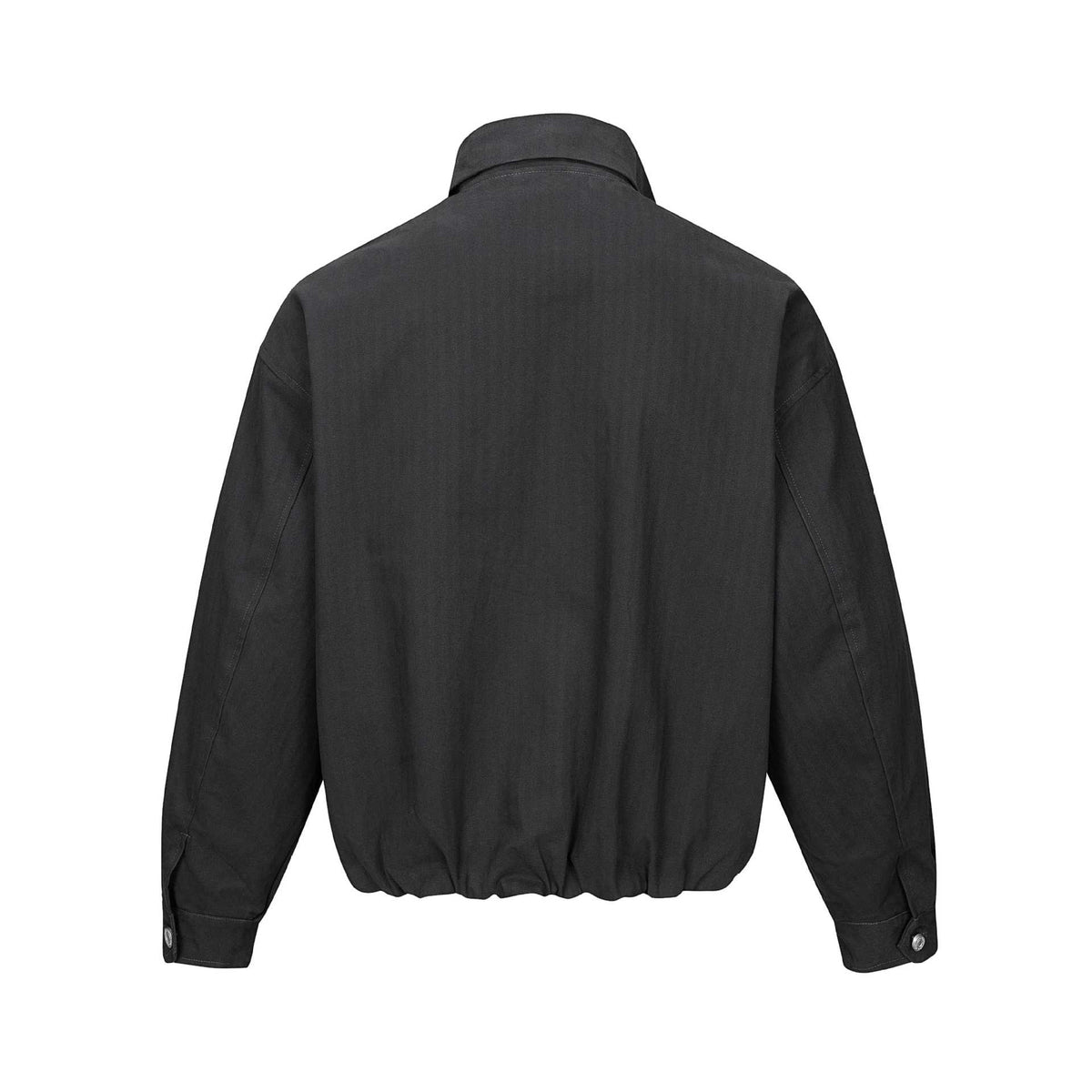 Men's short-cut canvas blouson with high stand-up collar and snap button placket EVA-US