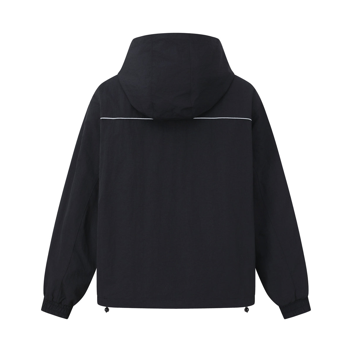 Unisex Lightweight Boxy Hooded Jacket with Two-Way Zipper and Drawstring Hem EVA-US