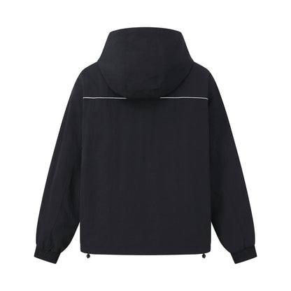 Unisex Lightweight Boxy Hooded Jacket with Two-Way Zipper and Drawstring Hem EVA-US