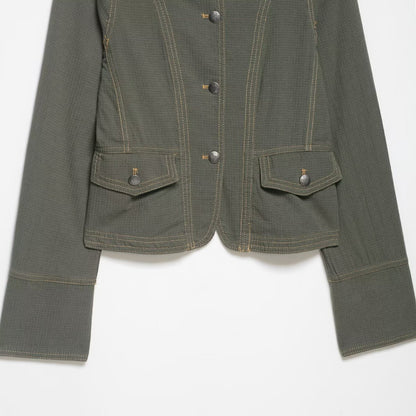 Women's short jacket in military style with stand-up collar and epaulettes EVA-US
