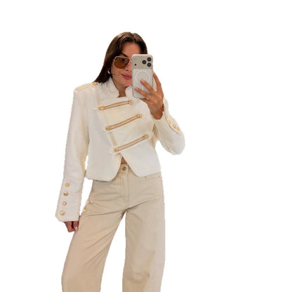 Women's short jacket in military look with decorative cord detailing and tailored fit EVA-US