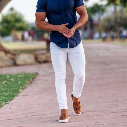 Men's Slim-Fit Chino Pants with Modern Design and Elastic Waist EVA-US