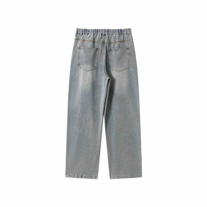 Women's jeans pants with wide leg, high waist and front center slit EVA-US