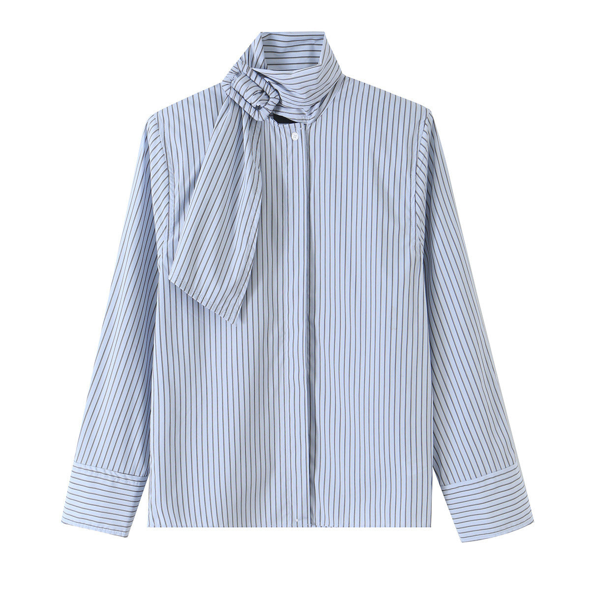 Ladies blouse with tie and concealed button placket EVA-US