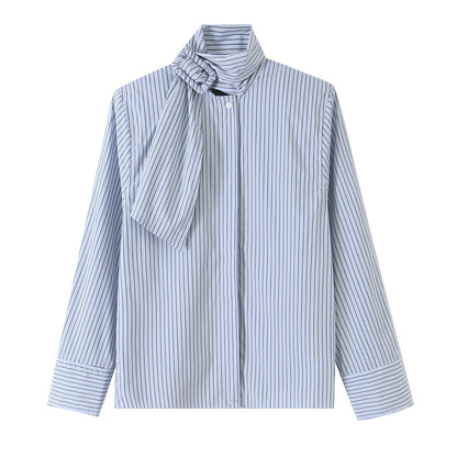 Ladies blouse with tie and concealed button placket EVA-US