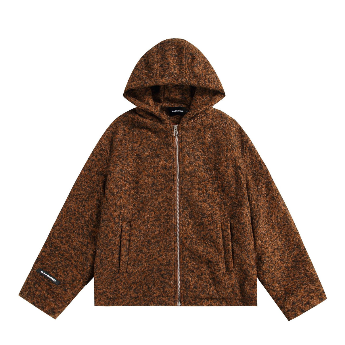 Women's hooded blouse made of wool blend with voluminous structure and zipper EVA-US