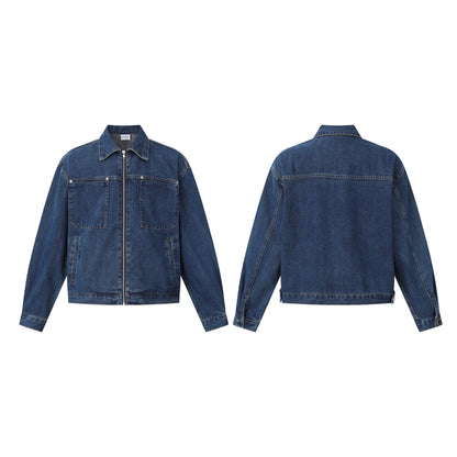 Unisex casually cut denim blouson jacket with full zip EVA-US