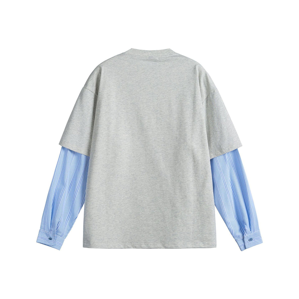 Women Layered Look T-Shirt with Integrated Shirt Sleeves and Oversized Print EVA-US