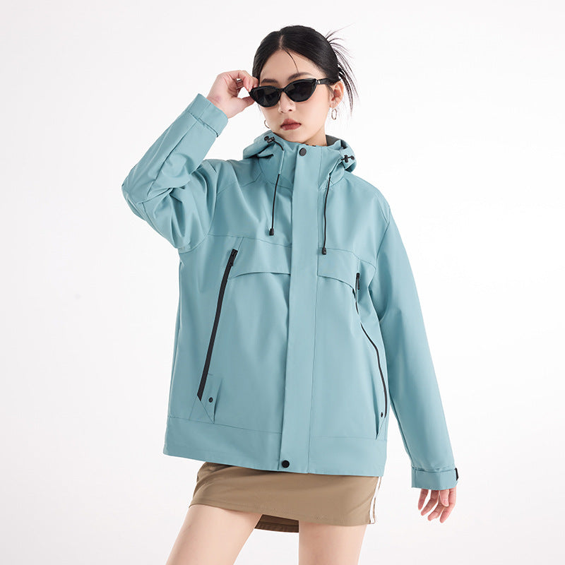 Women's technical waterproof oversized parka with hood and concealed zip pockets EVA-US