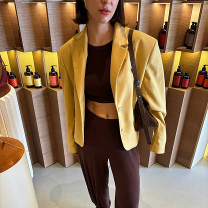 Women's Tailored Blazer with Structured Shoulder and Figure-Shaping Silhouette EVA-US