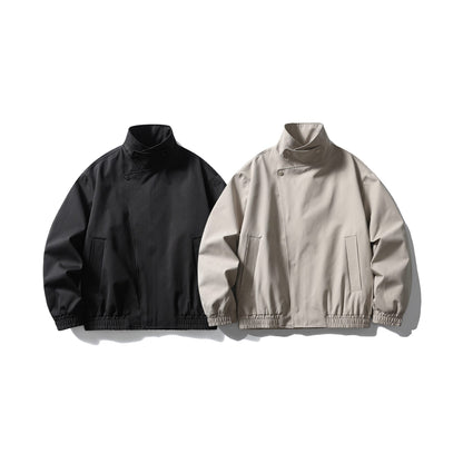 Unisex Kastig cut functional blouse with high funnel collar and concealed press stud placket EVA-US