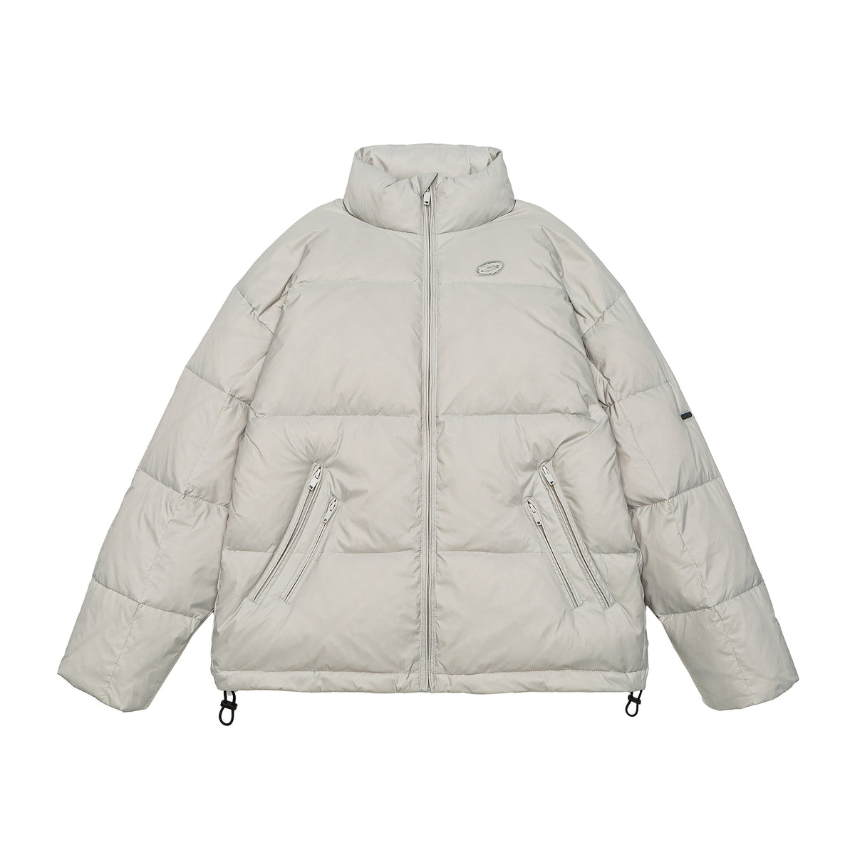 Men's Padded Short Parka with High Stand Collar, Zipper Pockets and Drawstring EVA-US