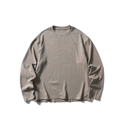 Unisex Oversize Round Neck Sweatshirt with Raglan Seams and Fine Waffle Texture EVA-US