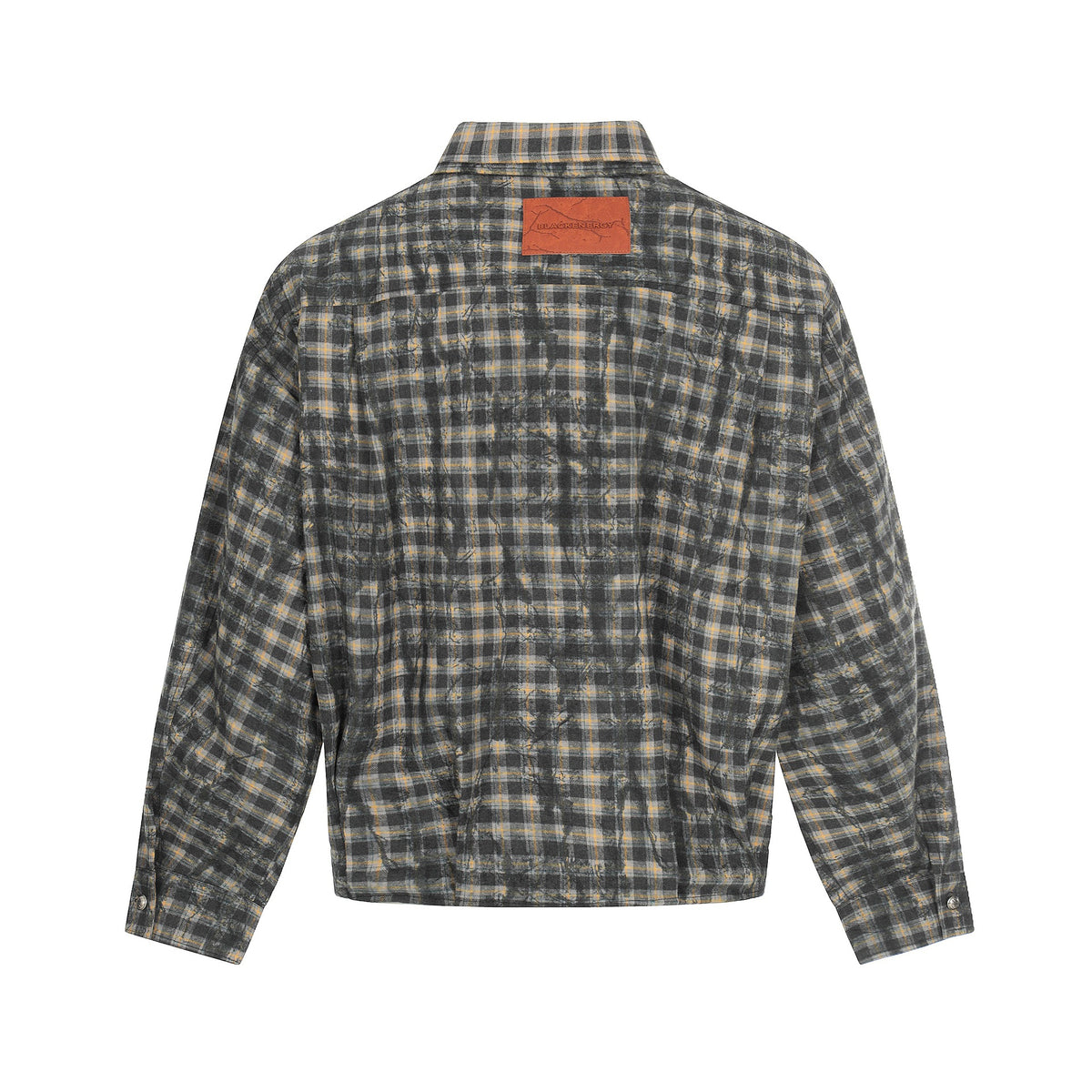 Men's Oversized Check Overshirt in Blouson Style with Distressed Finish EVA-US