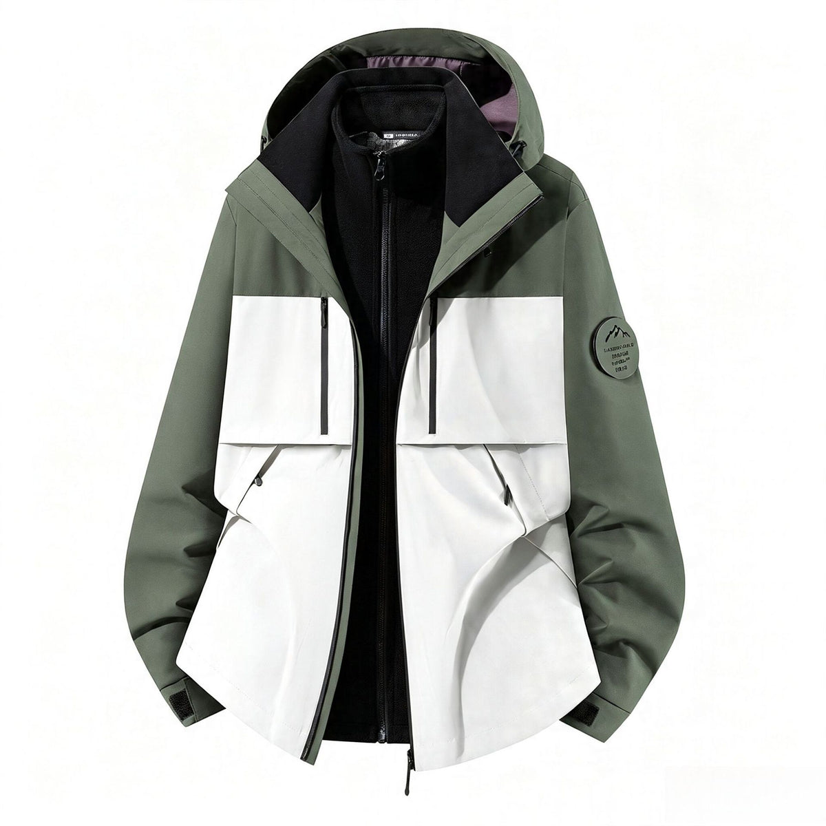 Men's three-layer softshell outdoor jacket with removable fleece lining and hood EVA-US