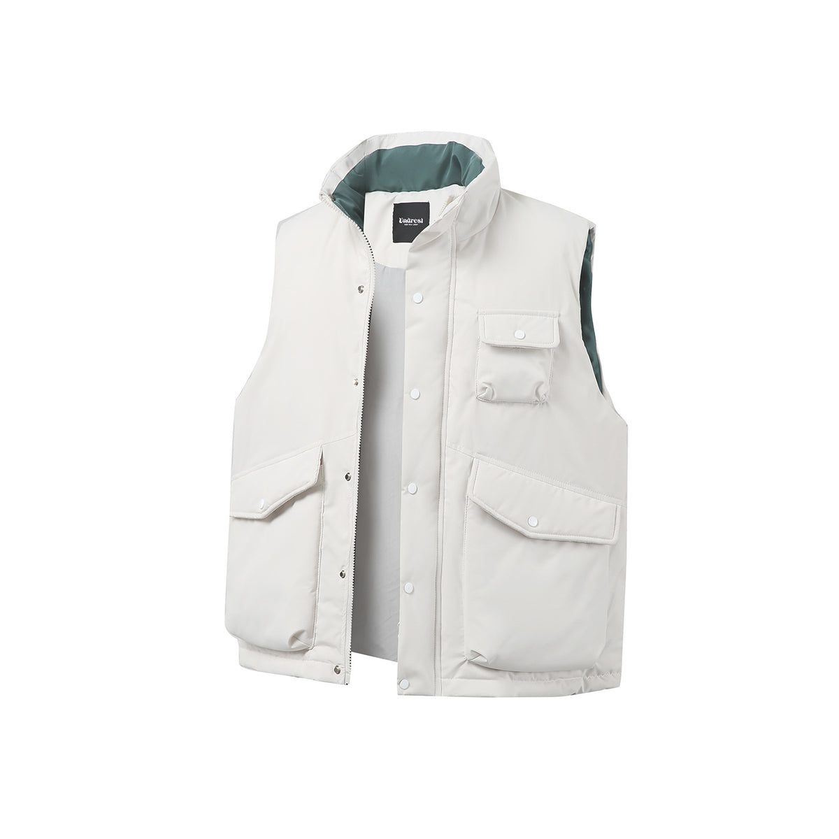 Unisex Padded Utility Vest with High Stand-Up Collar and Flap Pockets EVA-US
