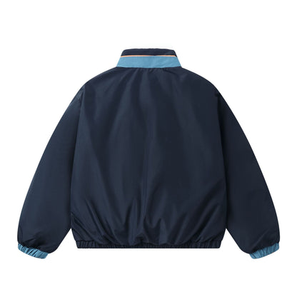 Women's Boxy Lightweight Windbreaker with High Stand Collar and Contrast Trimmed Side Pockets EVA-US