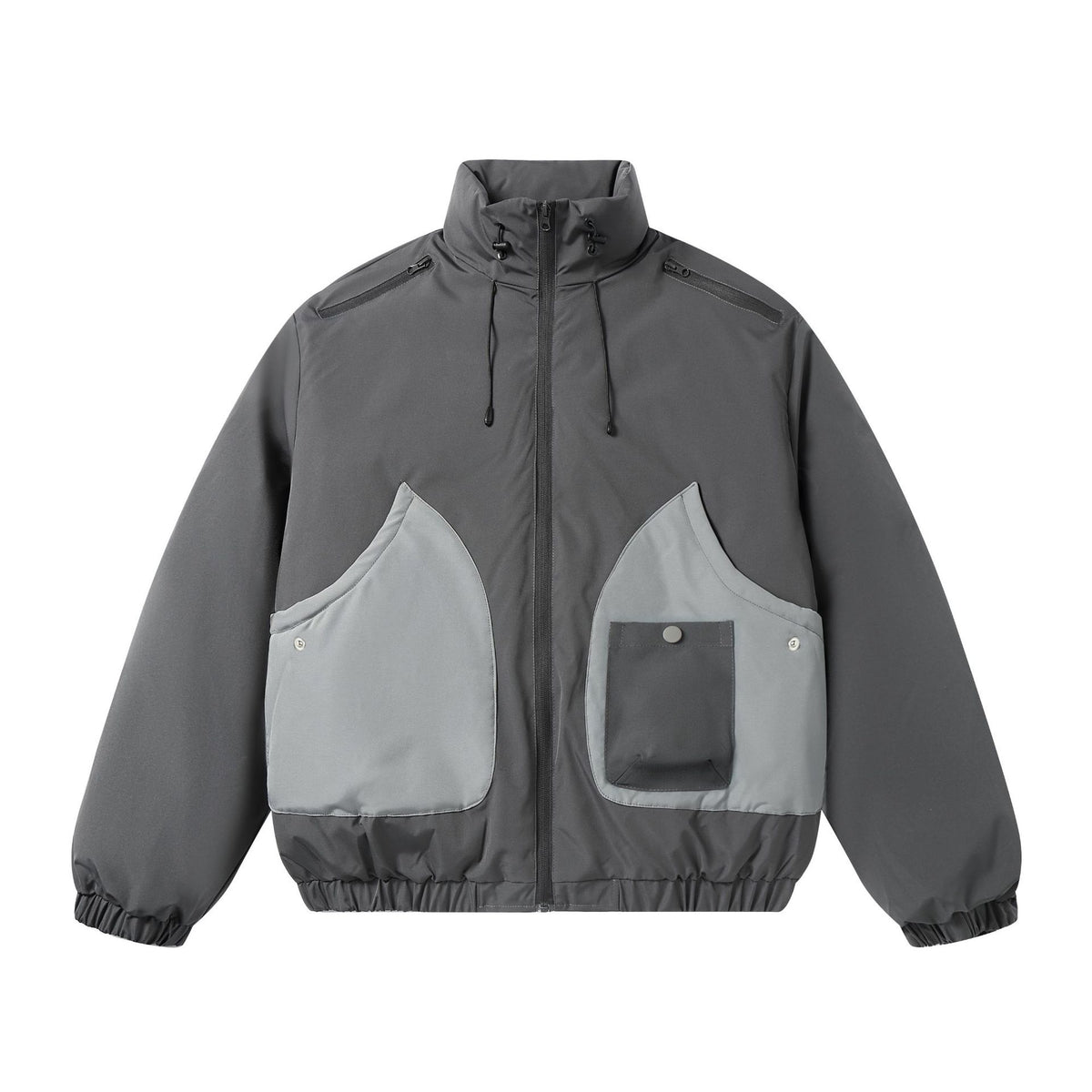Men's short-cut two-tone utility transition jacket with high stand-up collar and large front pockets EVA-US