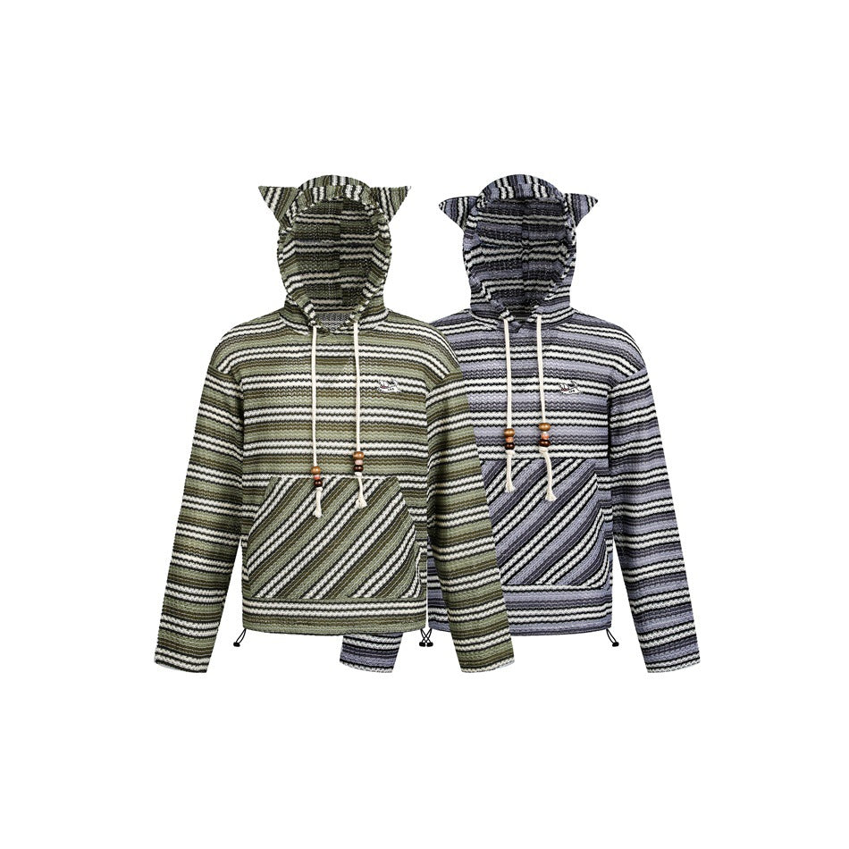 Women's knitted hoodie with cat ears and kangaroo pocket EVA-US
