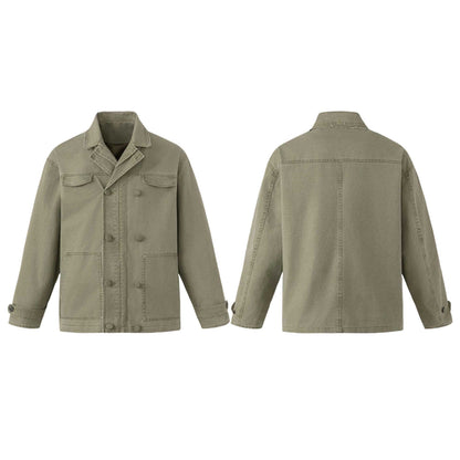 Unisex Robust Canvas Workwear Blouson with double button-free row, patch front pockets, and reinforced sleeves EVA-US