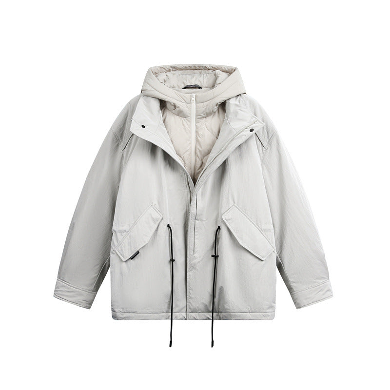 Men's Oversize Parka with Quilted Padding and Drawstring EVA-US
