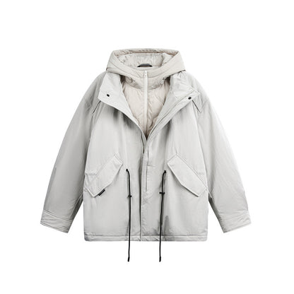 Men's Oversize Parka with Quilted Padding and Drawstring EVA-US
