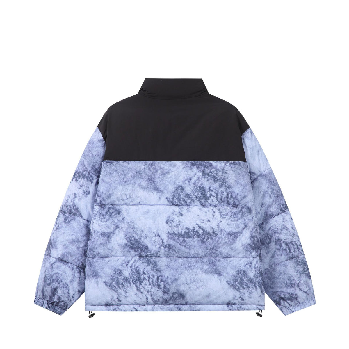 Unisex Padded Boxy Insulated Jacket with Marble Effect and High Stand-Up Collar EVA-US