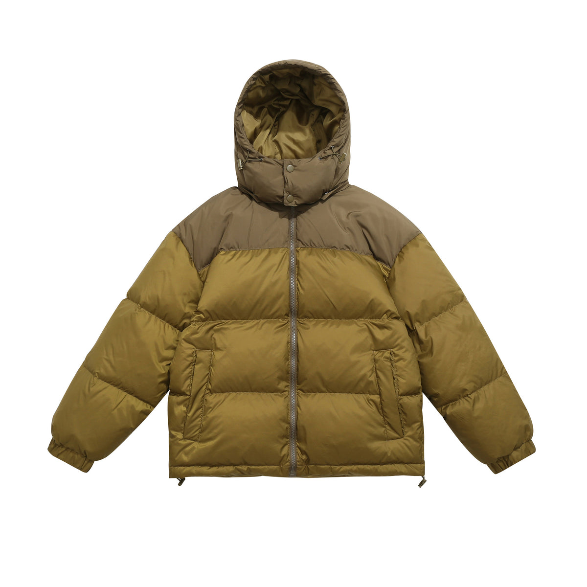 Men's Short Boxy Padded Jacket with High Hood, Drawstring and Elastic Sleeve Cuffs EVA-US