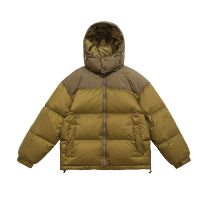Men's Short Boxy Padded Jacket with High Hood, Drawstring and Elastic Sleeve Cuffs EVA-US