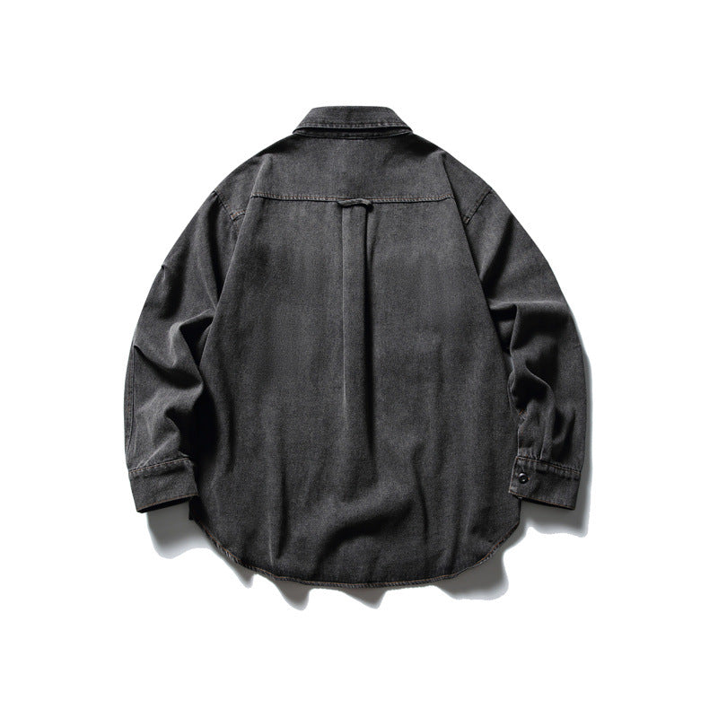 Unisex Oversized Denim Chore Jacket in boxy cut with large flap pockets EVA-US