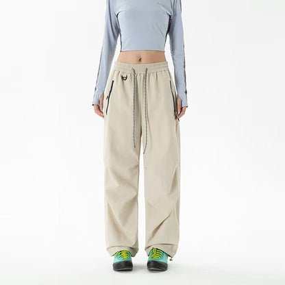 Loose trekking pants with water-repellent quick-drying coating elastic drawstring waistband and zip pockets EVA-US