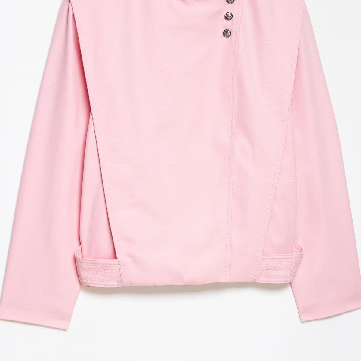 Women's Short Asymmetric Jacket with High Stand-Up Collar and Cape Shoulder EVA-US
