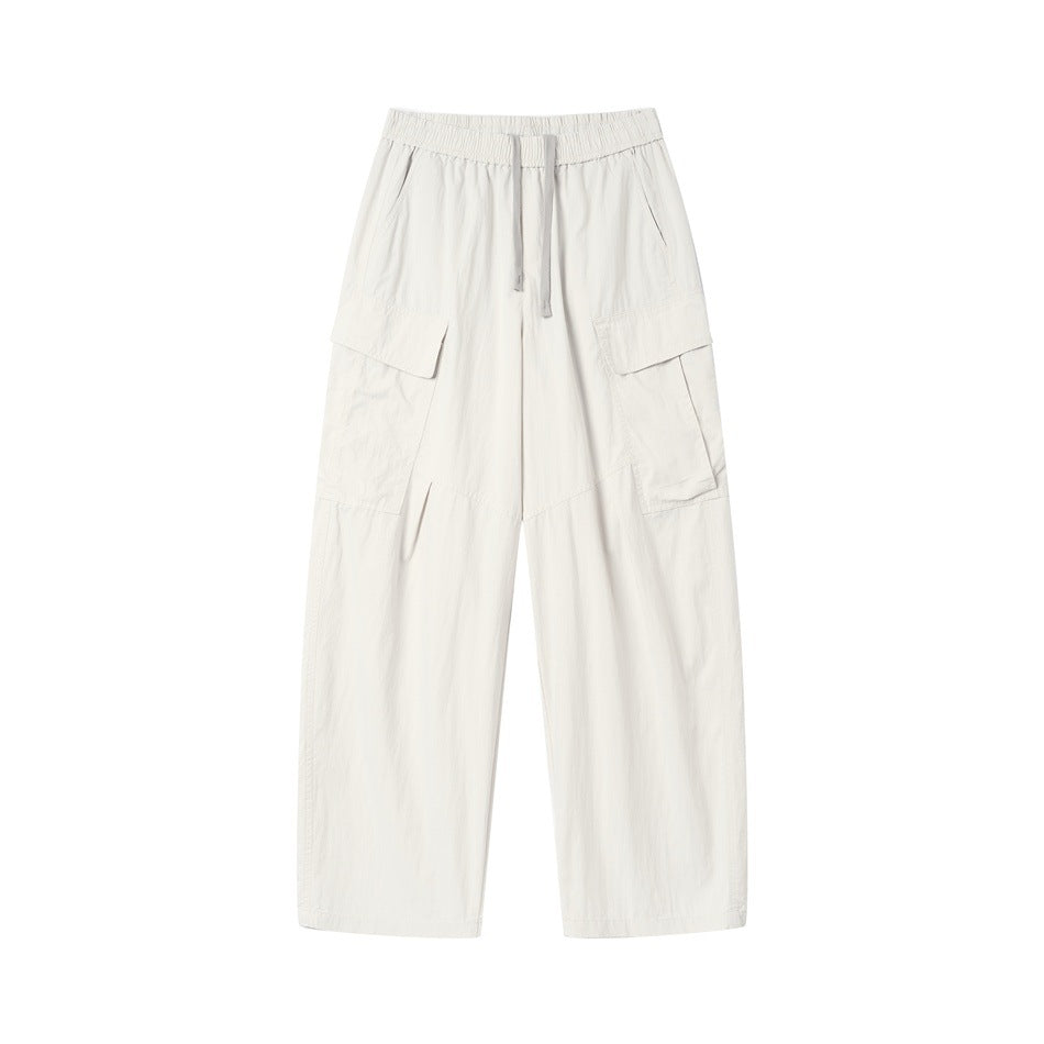 Women's Wide Cargo Culotte with Elasticated Drawstring Waist and Flap Pockets