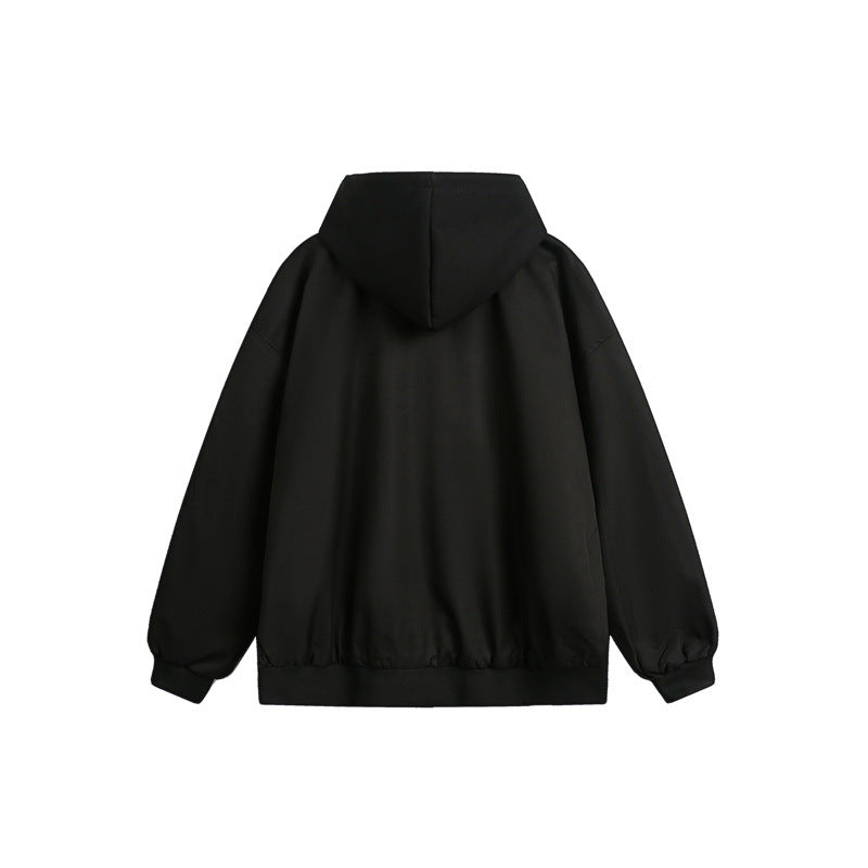 Unisex Boxy Bomber Jacket with integrated hood layer and multifunctional pockets EVA-US